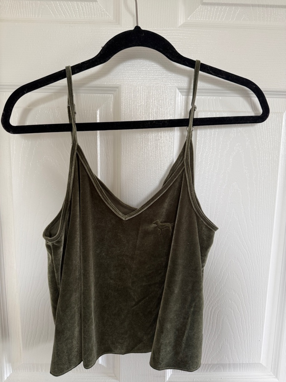 PINK Victoria's Secret Olive Green Velvet V-Neck Cami